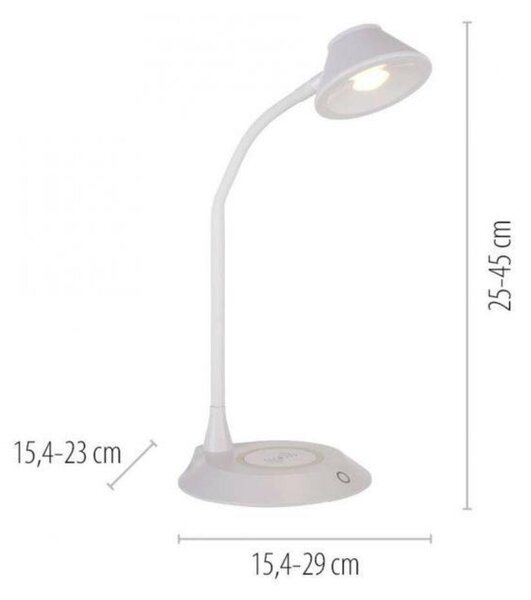 JUST LIGHT LED stolní lampa bílá bezdrátové nabíjení telefonu dotykový stmívač flexibilní otočné 3000K LD 14414-16