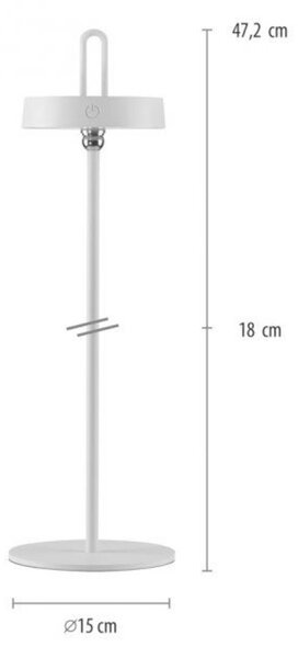 JUST LIGHT LED stolní lampa bílá na baterie dotykový stmívač ochrana proti stříkající vodě USB 2700K LD 19310-16