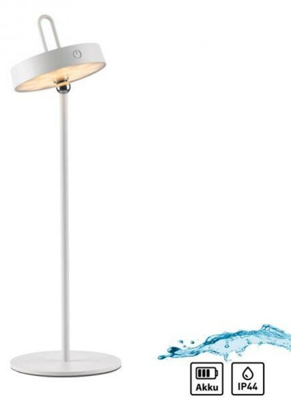 JUST LIGHT LED stolní lampa bílá na baterie dotykový stmívač ochrana proti stříkající vodě USB 2700K LD 19310-16