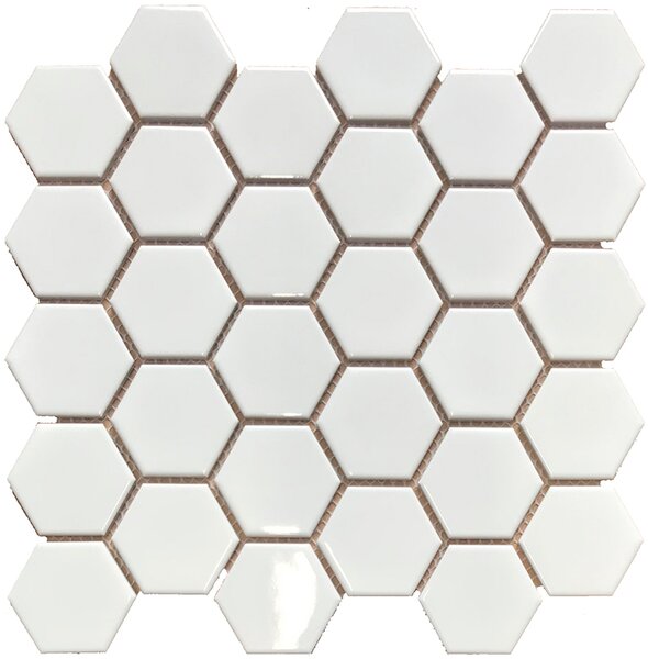 FIN Obklad keramická bílá Mozaika HEXAGON 5 Bílá Lesk hexagony 5,1x5,9 (27x28,5) cm - LAFH13051