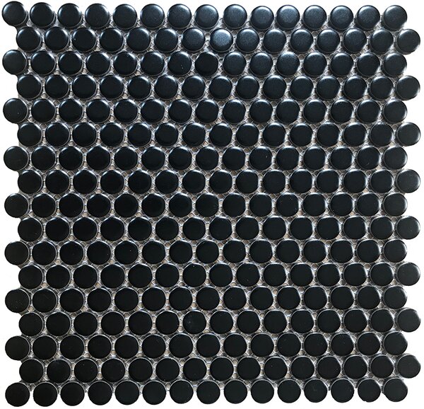 FIN Obklad keramická černá Mozaika KOLEČKA Černá Mat kolečka prům. 1,9 (31,5x31) cm - LVKN925