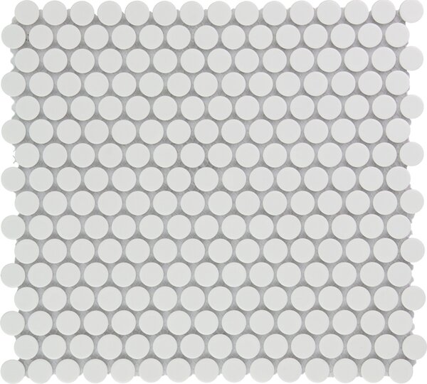 FIN Keramická mozaika bílá Mozaika KOLEČKA White Mat prům. 1,9 (31,5x29,1) cm - VKN140