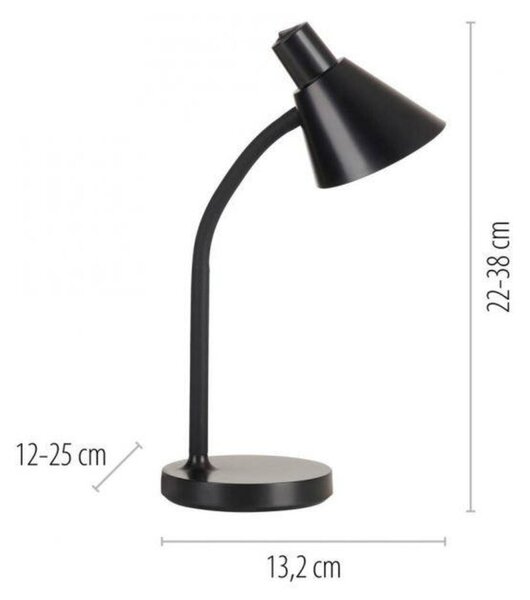 JUST LIGHT LED stolní lampa černá s vypínačem flexibilní na psací stůl 3000K LD 11248-18