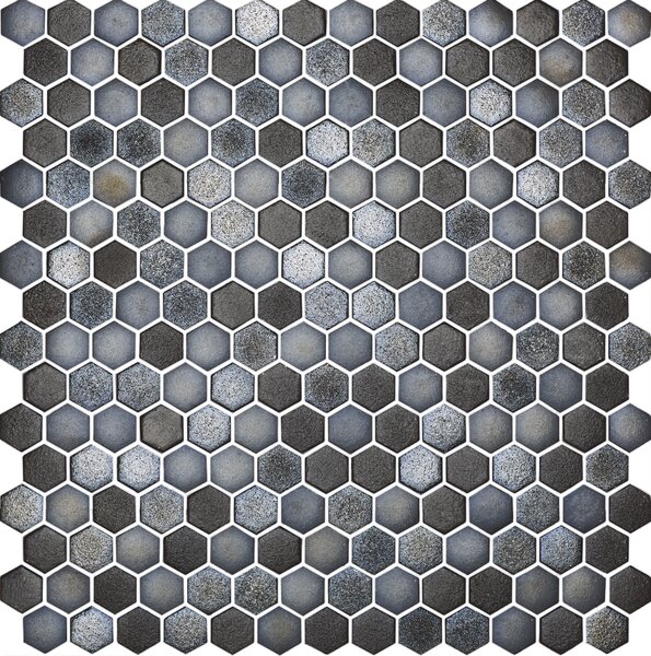Hisbalit Skleněná mozaika šedá; stříbrná Mozaika TEXTURAS AMBIENT 2,3x2,6 (33,3x33,3) cm - HEXAMBI