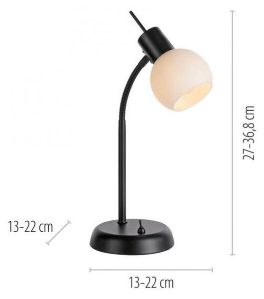 JUST LIGHT LED stolní lampa černá vypínač flexibilní nastavitelné 3000K LD 12156-18