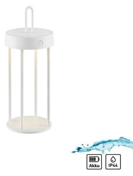 JUST LIGHT LED stolní lampa na baterie bílá 28cm dotykový stmívač IP44 zahradní svítidlo 2700K LD 19300-16