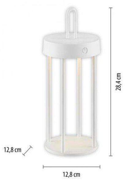 JUST LIGHT LED stolní lampa na baterie bílá 28cm dotykový stmívač IP44 zahradní svítidlo 2700K LD 19300-16