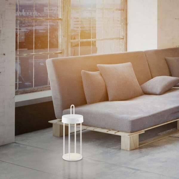 JUST LIGHT LED stolní lampa na baterie bílá 28cm dotykový stmívač IP44 zahradní svítidlo 2700K LD 19300-16