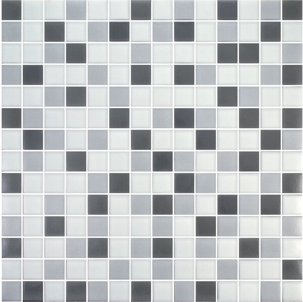 Hisbalit Skleněná mozaika bílá; šedá Mozaika BOSTON 2,5x2,5 (33,3x33,3) cm - 25BOSTOLH