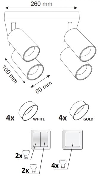 Bodové svítidlo MARIBEL 4xGU10/10W/230V bílá