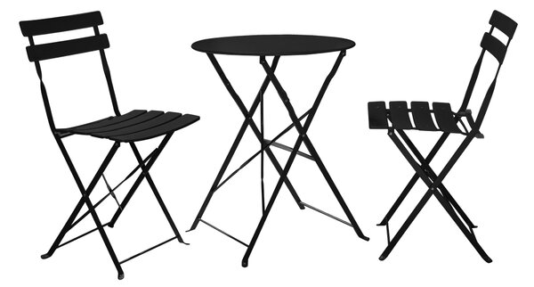 KONDELA Zahradní set 1+2, černá, ocel, OBAX