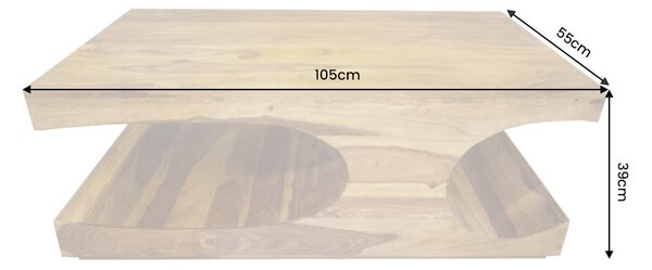 GOA Konferenční stolek z indického palisandru, lakovaný hnědý, 105 cm