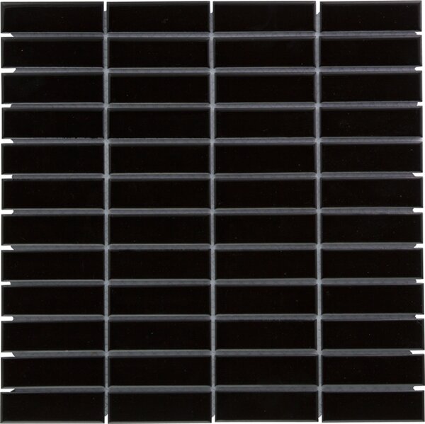 The Mosaic Factory Keramická mozaika černá Mozaika PAR Black Glossy 2,3x7,3 (30x30) cm - PARG915