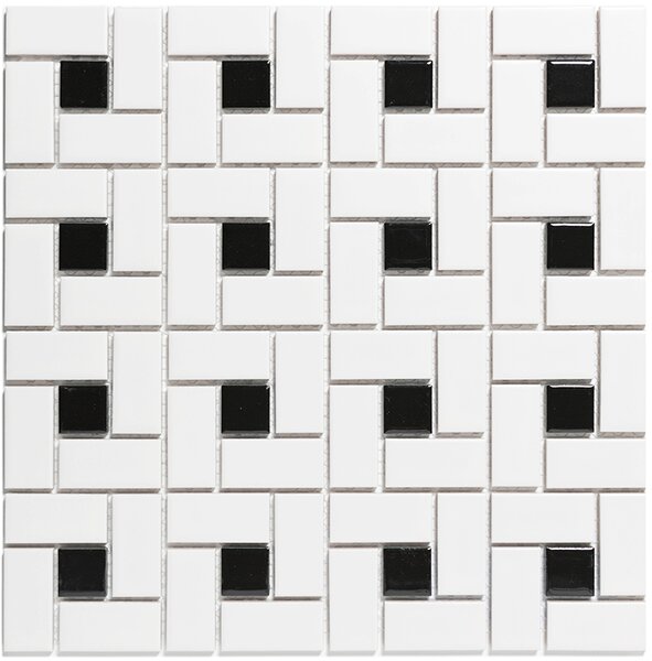 The Mosaic Factory Obklad keramická bílá; černá; černo-bílá Mozaika PAPW White and Black 2,3x4,8+2,3x2,3 (30,2x30,2) cm - PAPW140915