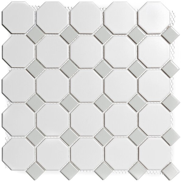 The Mosaic Factory Keramická mozaika bílá; šedá Mozaika PAOC White and Grey 5,6x5,6+2,3x2,3 (29,5x29,5) cm - PAOC140300