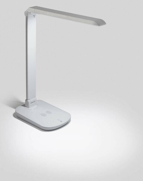 FARO ANOUK stolní lampa, bílá s bezdrátovým nabíjením mobilního telefonu