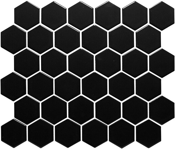 The Mosaic Factory Keramická mozaika černá Mozaika HEX5 Black Glossy 5,1x5,9 (28,1x32,5) cm - AFH13317
