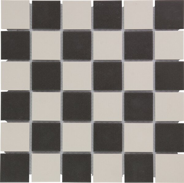 The Mosaic Factory Keramická mozaika bílá; černá; černo-bílá Mozaika MIX 5 Chessboard 4,8x4,8 (30,9x30,9) cm - LO101017