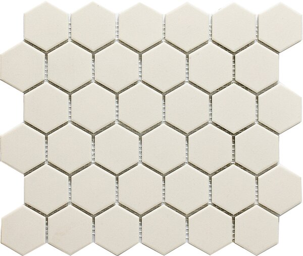 FIN Keramická mozaika béžová Mozaika HEX 5 White 5,1x5,9 (28,1x32,5) cm - LOH1010