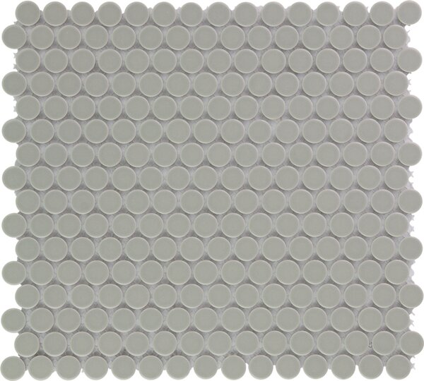 The Mosaic Factory Obklad keramická šedá Mozaika Grey Glossy kolečka prům. 1,9 (31,5x29,4) cm - VKN300