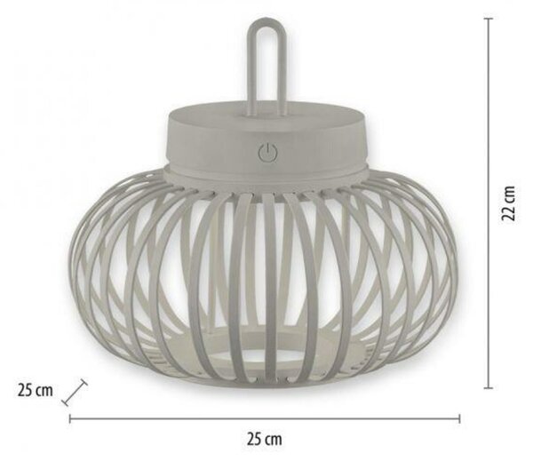 JUST LIGHT LED stolní lampa průměr 25cm moblní na baterie USB IP44 stmívatelné dotykem 2700K LD 19303-40