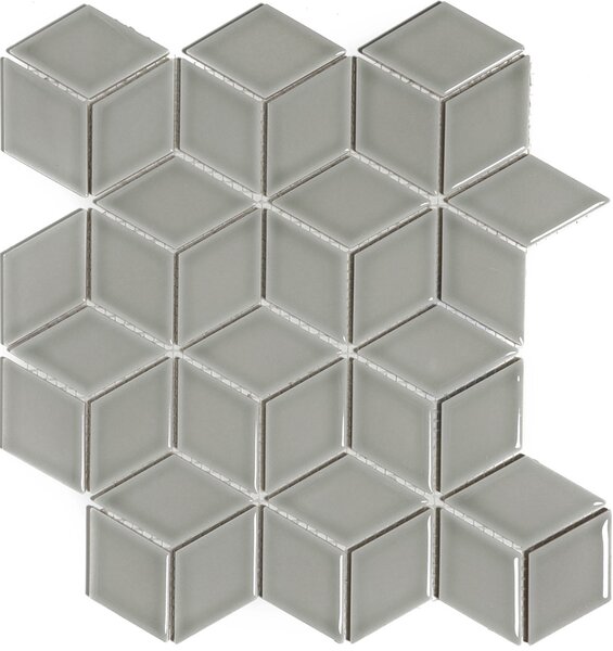The Mosaic Factory Keramická mozaika šedá Mozaika PACU Light Grey Glossy 4,8x8,1 (26,6x30,5) cm - PACU300
