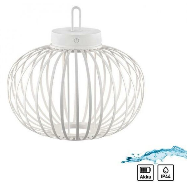 JUST LIGHT LED stolní lampa průměr 36cm bílá na baterie USB IP44 stmívatelné dotykem 2700K LD 19304-16