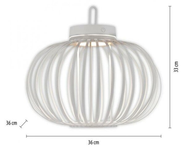 JUST LIGHT LED stolní lampa průměr 36cm bílá na baterie USB IP44 stmívatelné dotykem 2700K LD 19304-16