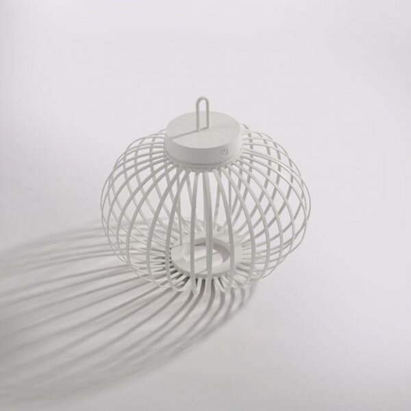 JUST LIGHT LED stolní lampa průměr 36cm bílá na baterie USB IP44 stmívatelné dotykem 2700K LD 19304-16