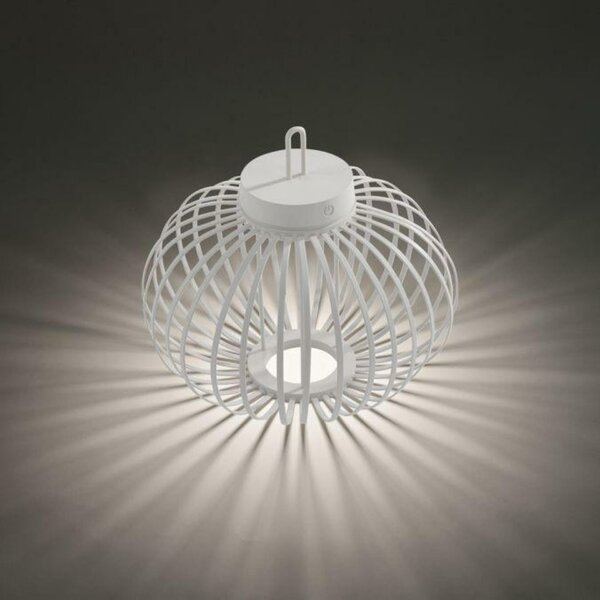 JUST LIGHT LED stolní lampa průměr 36cm bílá na baterie USB IP44 stmívatelné dotykem 2700K LD 19304-16