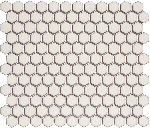 The Mosaic Factory Keramická mozaika bílá Mozaika HEX Soft White Edge Glossy 2,3x2,6 (26x30) cm - AFH23022