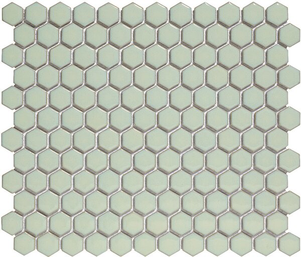 The Mosaic Factory Keramická mozaika zelená Mozaika HEX Soft Green Edge Glossy 2,3x2,6 (26x30) cm - AFH23500