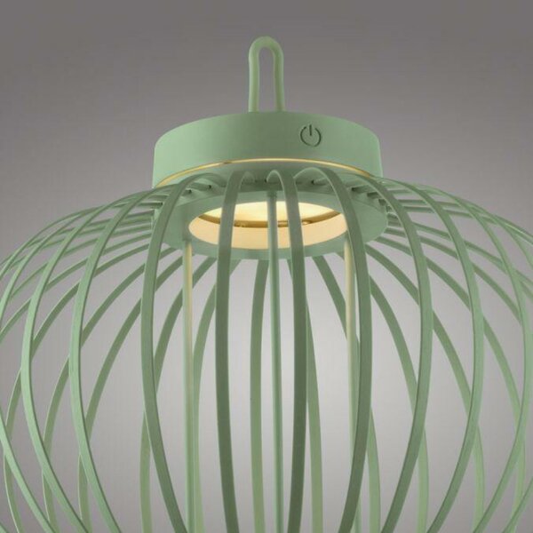 JUST LIGHT LED stolní lampa průměr 36cm zelená na baterie USB IP44 stmívatelné dotykem 2700K LD 19304-43