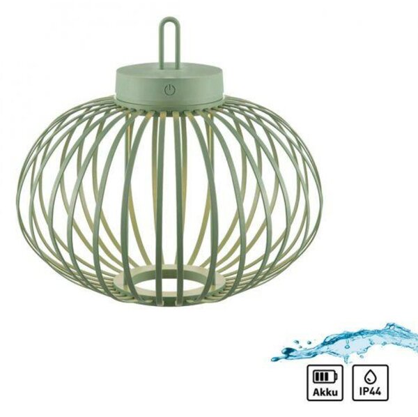 JUST LIGHT LED stolní lampa průměr 36cm zelená na baterie USB IP44 stmívatelné dotykem 2700K LD 19304-43