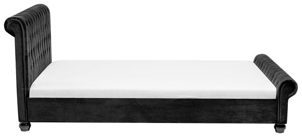 Postel Umělý samet AVALLON 180 x 200 cm Černá