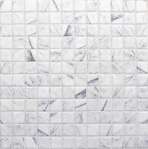 MOSAVIT Skleněná mozaika bílá Mozaika MARBLE CALACATTA 2,5x2,5 (31,6x31,6) cm - CALAC