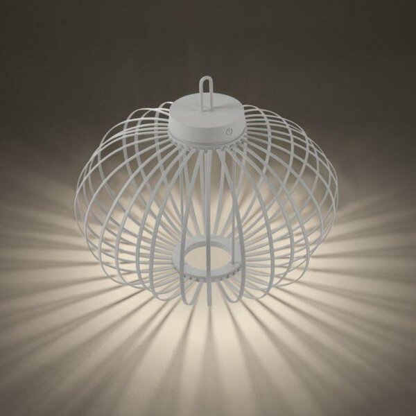 JUST LIGHT LED stolní lampa průměr 46cm bílé na baterie USB IP44 stmívatelné dotykem 2700K LD 19305-16