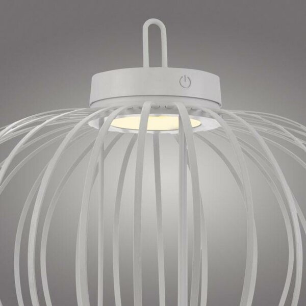 JUST LIGHT LED stolní lampa průměr 46cm bílé na baterie USB IP44 stmívatelné dotykem 2700K LD 19305-16