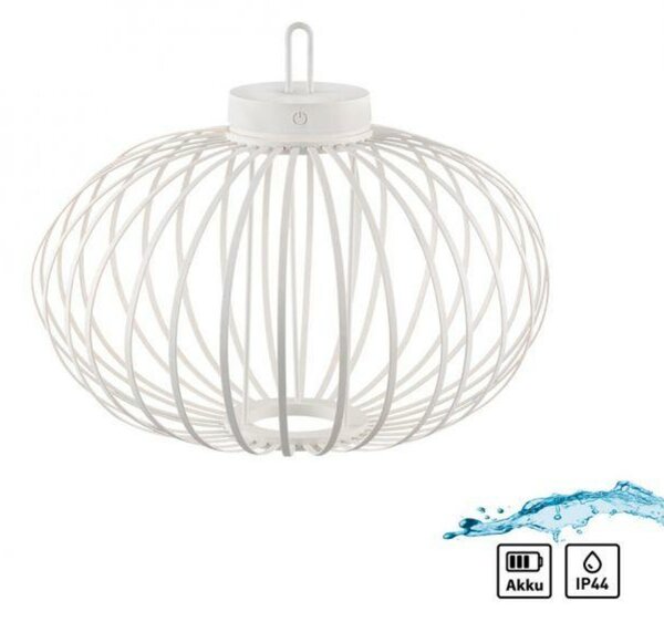 JUST LIGHT LED stolní lampa průměr 46cm bílé na baterie USB IP44 stmívatelné dotykem 2700K LD 19305-16