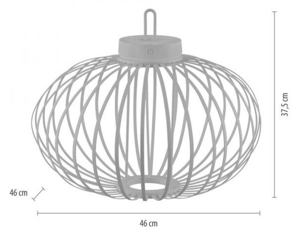 JUST LIGHT LED stolní lampa průměr 46cm moblní na baterie USB IP44 stmívatelné dotykem 2700K LD 19305-40