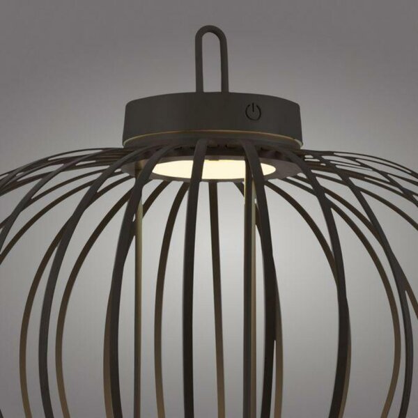 JUST LIGHT LED stolní lampa průměr 46cm černá na baterie USB IP44 stmívatelné dotykem 2700K LD 19305-18