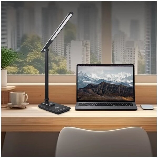 LED Stmívatelná stolní lampa s USB LED/9W/230V 3000K/4000K/5500K černá