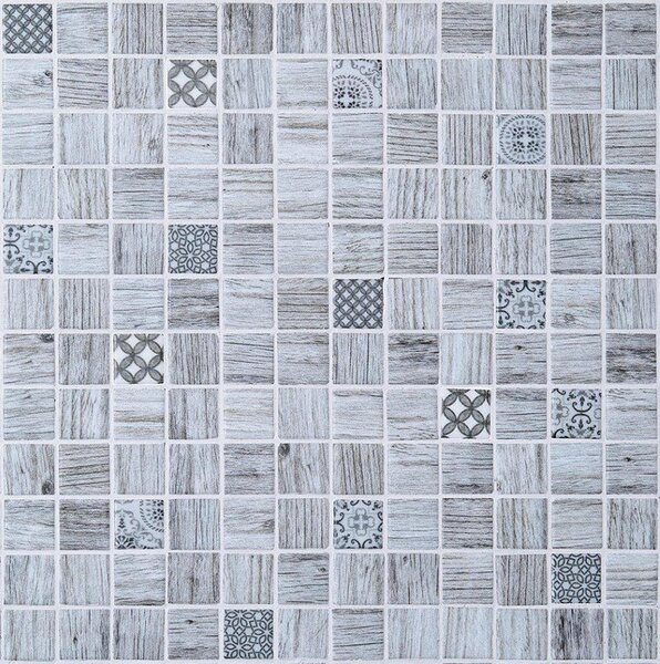 MOSAVIT Skleněná mozaika šedá Mozaika FOREST ARAN DECO 2,5x2,5 (31,6x31,6) cm - FOARDEC