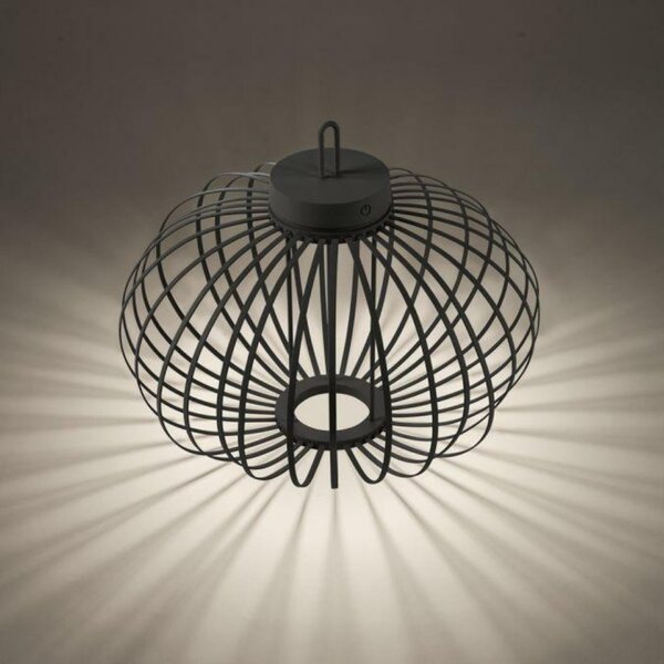 JUST LIGHT LED stolní lampa průměr 46cm černá na baterie USB IP44 stmívatelné dotykem 2700K LD 19305-18