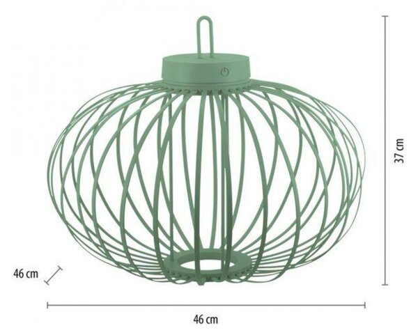 JUST LIGHT LED stolní lampa průměr 46cm zelená na baterie USB IP44 stmívatelné dotykem 2700K LD 19305-43