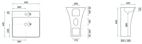 Rea Ada Slim, volně stojící umyvadlo, bílá lesklá, REA-U9902