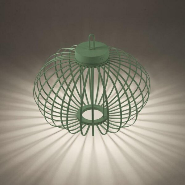 JUST LIGHT LED stolní lampa průměr 46cm zelená na baterie USB IP44 stmívatelné dotykem 2700K LD 19305-43