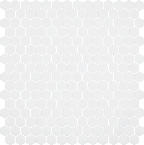Hisbalit Skleněná mozaika bílá Mozaika 568 HEXAGONY 2,3x2,6 (33,3x33,3) cm - HEX568MH