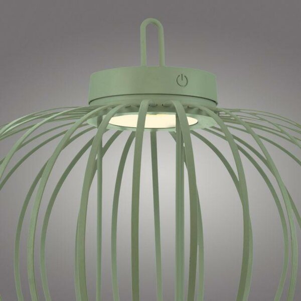 JUST LIGHT LED stolní lampa průměr 46cm zelená na baterie USB IP44 stmívatelné dotykem 2700K LD 19305-43