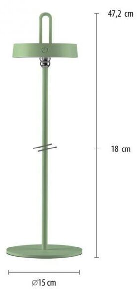 JUST LIGHT LED stolní lampa zelená na baterie dotykový stmívač ochrana proti stříkající vodě USB 2700K LD 19310-43